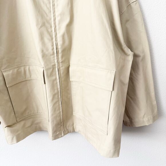 H&M | Khaki Tan Oversized Canvas Swing Chore Jacket Coat Zipper pocket | XL - Picture 4 of 9